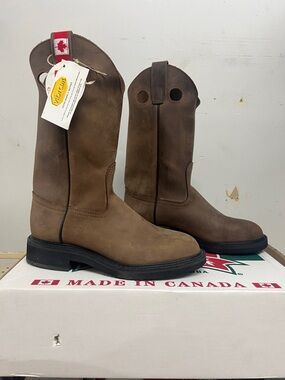 Canada West 8119# Men's Crazy Groucho Brown Pull-On Work Boots - Canada Made